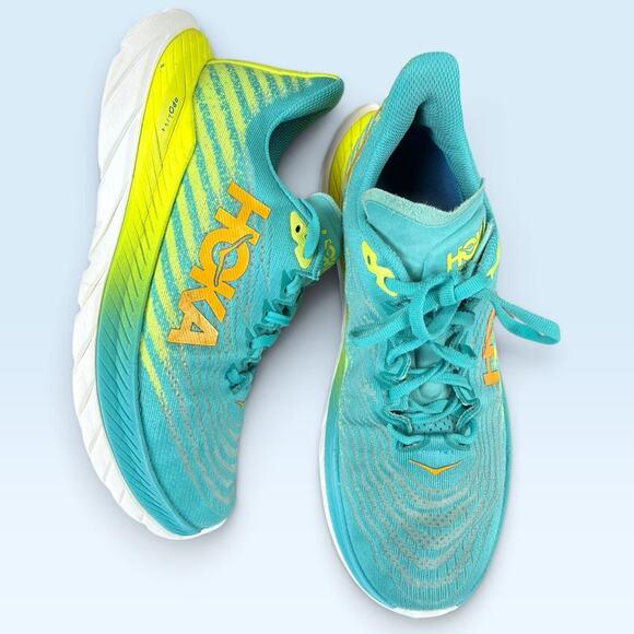 Hoka Shoes - HOKA Mach 5 Women’s Size 8B Turquoise Yellow Running Shoes